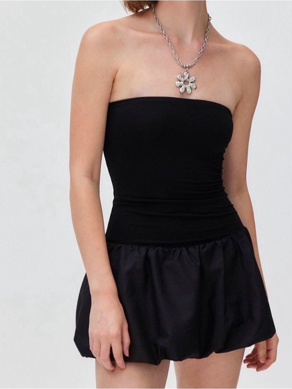 URBAN OUTFITTERS Black Kimchi Blue Bubble Hem Mini Dress